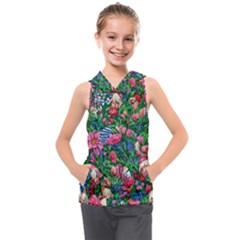 Dazzling Watercolor Flowers Kids  Sleeveless Hoodie by GardenOfOphir