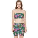 Dazzling Watercolor Flowers Stretch Shorts and Tube Top Set View1