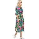 Dazzling Watercolor Flowers Double Cuff Midi Dress View3