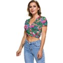 Dazzling Watercolor Flowers Short Sleeve Foldover Tee View2