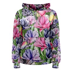 Majestic Watercolor Flowers Women s Pullover Hoodie by GardenOfOphir