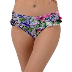 Majestic Watercolor Flowers Frill Bikini Bottoms by GardenOfOphir