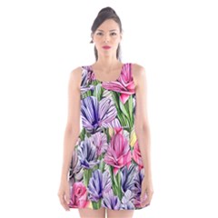 Majestic Watercolor Flowers Scoop Neck Skater Dress by GardenOfOphir