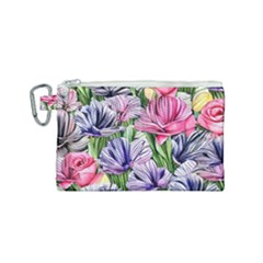 Majestic Watercolor Flowers Canvas Cosmetic Bag (small) by GardenOfOphir