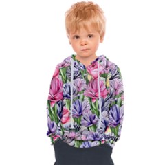 Majestic Watercolor Flowers Kids  Overhead Hoodie by GardenOfOphir