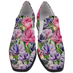 Majestic Watercolor Flowers Women Slip On Heel Loafers by GardenOfOphir