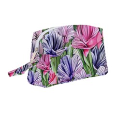 Majestic Watercolor Flowers Wristlet Pouch Bag (medium) by GardenOfOphir