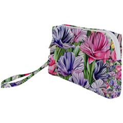 Majestic Watercolor Flowers Wristlet Pouch Bag (small) by GardenOfOphir