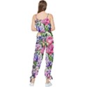 Majestic Watercolor Flowers Sleeveless Tie Ankle Chiffon Jumpsuit View2