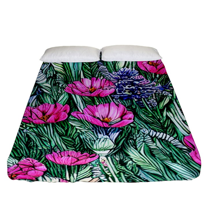 Cherished Watercolor Flowers Fitted Sheet (King Size)