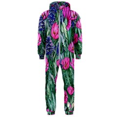 Cherished Watercolor Flowers Hooded Jumpsuit (men) by GardenOfOphir