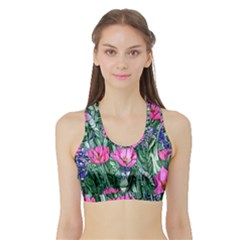 Cherished Watercolor Flowers Sports Bra With Border by GardenOfOphir