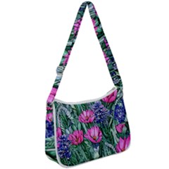 Cherished Watercolor Flowers Zip Up Shoulder Bag by GardenOfOphir