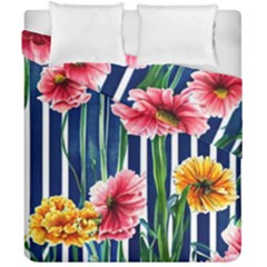 Charming And Cheerful Watercolor Flowers Duvet Cover Double Side (California King Size)