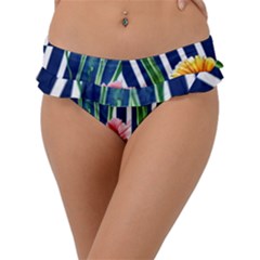 Charming And Cheerful Watercolor Flowers Frill Bikini Bottoms