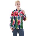 Charming And Cheerful Watercolor Flowers Women s Long Sleeve Pocket Shirt View1