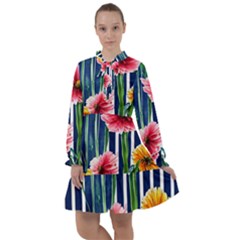 Charming And Cheerful Watercolor Flowers All Frills Chiffon Dress