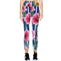 Charming And Cheerful Watercolor Flowers Pocket Leggings  View1