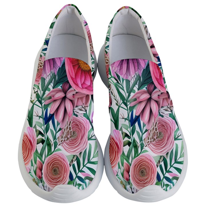 Captivating And Celestial Watercolor Flowers Women s Lightweight Slip Ons