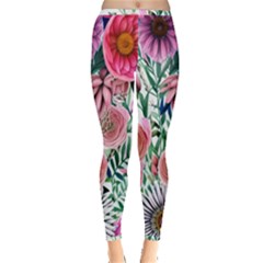 Captivating And Celestial Watercolor Flowers Inside Out Leggings by GardenOfOphir