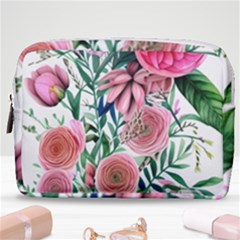 Captivating And Celestial Watercolor Flowers Make Up Pouch (medium) by GardenOfOphir