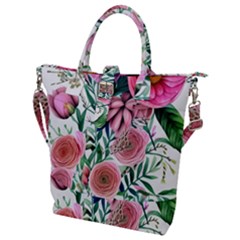 Captivating And Celestial Watercolor Flowers Buckle Top Tote Bag by GardenOfOphir