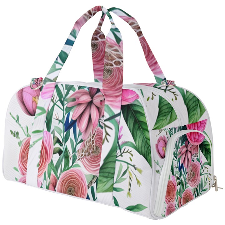 Captivating And Celestial Watercolor Flowers Burner Gym Duffel Bag