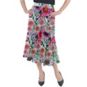 Captivating And Celestial Watercolor Flowers Midi Mermaid Skirt View1