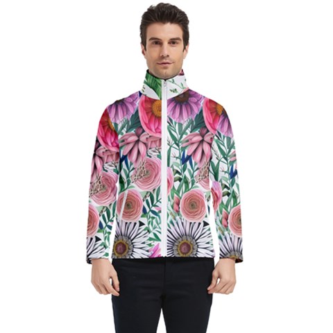 Captivating And Celestial Watercolor Flowers Men s Bomber Jacket by GardenOfOphir