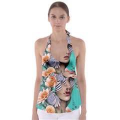 Whimsy Lady Combined Watercolor Flowers Babydoll Tankini Top by GardenOfOphir