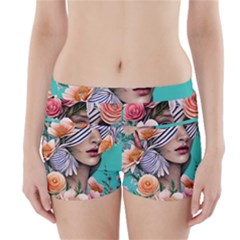 Whimsy Lady Combined Watercolor Flowers Boyleg Bikini Wrap Bottoms by GardenOfOphir