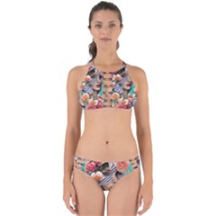 Whimsy Lady Combined Watercolor Flowers Perfectly Cut Out Bikini Set by GardenOfOphir