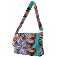 Whimsy Lady Combined Watercolor Flowers Full Print Messenger Bag (s) by GardenOfOphir