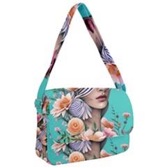 Whimsy Lady Combined Watercolor Flowers Courier Bag by GardenOfOphir