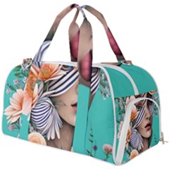 Whimsy Lady Combined Watercolor Flowers Burner Gym Duffel Bag by GardenOfOphir