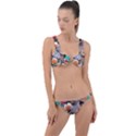 Whimsy Lady Combined Watercolor Flowers Ring Detail Crop Bikini Set View1