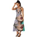 Whimsy Lady Combined Watercolor Flowers Tie-Strap Tiered Midi Chiffon Dress View2