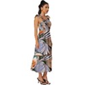 Whimsy Lady Combined Watercolor Flowers Tie-Strap Tiered Midi Chiffon Dress View3