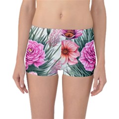 Color-infused Watercolor Flowers Boyleg Bikini Bottoms by GardenOfOphir