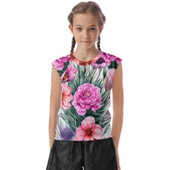 Color-infused Watercolor Flowers Kids  Raglan Cap Sleeve Tee by GardenOfOphir