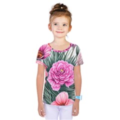 Color-infused Watercolor Flowers Kids  One Piece Tee