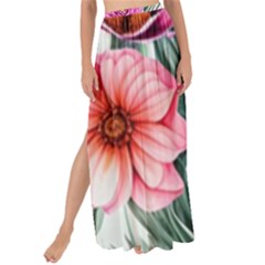 Color-infused Watercolor Flowers Maxi Chiffon Tie-up Sarong by GardenOfOphir