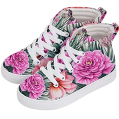 Color-infused Watercolor Flowers Kids  Hi-top Skate Sneakers by GardenOfOphir