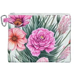 Color-infused Watercolor Flowers Canvas Cosmetic Bag (xxl) by GardenOfOphir