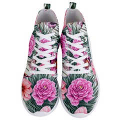 Color-infused Watercolor Flowers Men s Lightweight High Top Sneakers by GardenOfOphir