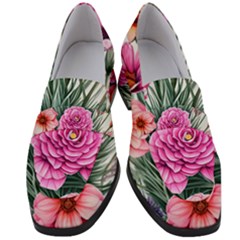 Color-infused Watercolor Flowers Women s Chunky Heel Loafers by GardenOfOphir