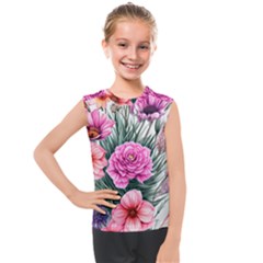 Color-infused Watercolor Flowers Kids  Mesh Tank Top by GardenOfOphir