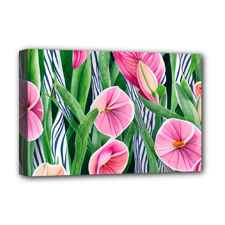 Classy Watercolor Flowers Deluxe Canvas 18  x 12  (Stretched)