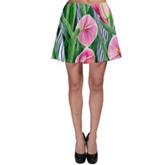 Classy Watercolor Flowers Skater Skirt