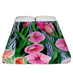 Classy Watercolor Flowers Fitted Sheet (california King Size) by GardenOfOphir